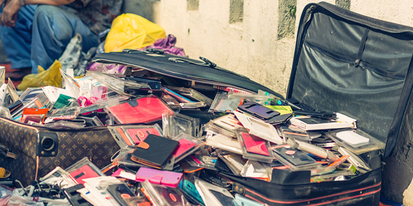 a suitcase full of cell phones